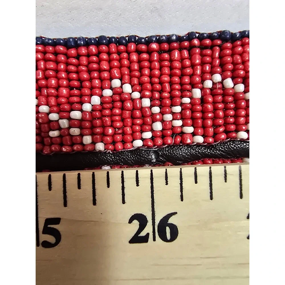 Rag Beaded Belt Green Pink‎ Red Geometric Pattern Statement Buckle New XS-S